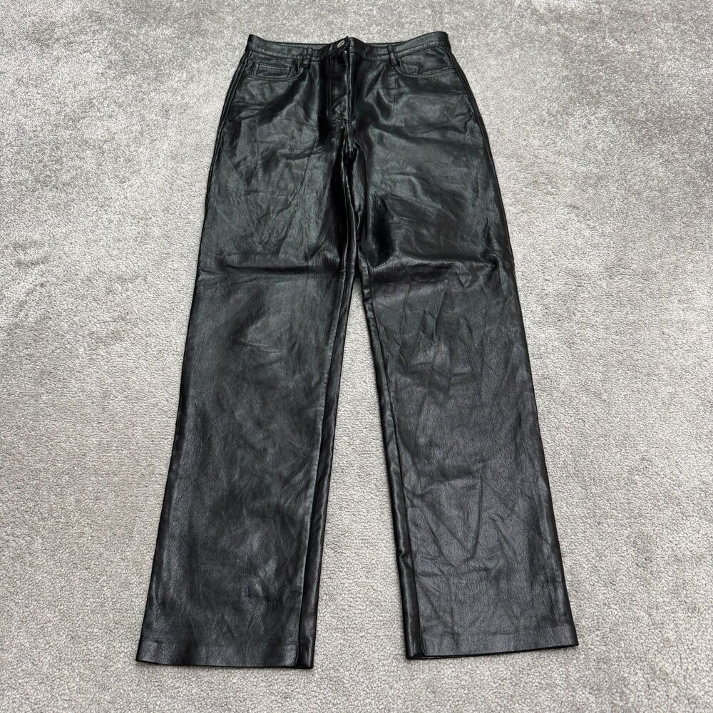 Aritzia Wilfred Melina Faux Vegan Leather Straight Pants Womens 6 Black Trouser